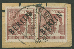 Berlin 1948 Schwarzaufdruck Bogenmarken Waagerechtes Paar 14 Auf Briefstück - Used Stamps