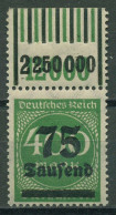 Dt. Reich 1923 Freim. Walze Oberrand 287 A W OR 1'11'1/1'5'1 Postfrisch Geprüft - Ungebraucht