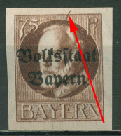 Bayern 1919 König Ludwig III. Volksstaat M. Plattenfehler 135 II B PF ? Mit Falz - Nuevos
