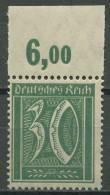 Deutsches Reich 1921 Freim. Ziffern Platten-Oberrand 162 P OR Postfrisch - Ungebraucht