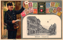 ROLLE (VD) Grand'rue - Postier - Carte Gaufrée - Ed. H. Guggenheim 10003a - Rolle