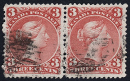 CANADA 1886 QV 3c Sc#25 Pair P12 - USED @P970 - Gebraucht