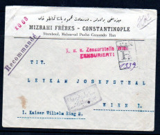 TURKEY - 191 REGITERED ,CENSORED COVER STAMBOUL TO VIENNA - Brieven En Documenten