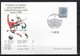 England 1986 Football Soccer World Cup Commemorative Postcard With Results Of The English Team - 1986 – México