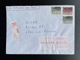 NETHERLANDS 1986 REGISTERED LETTER BAARN TO ARNHEM 31-10-1986 NEDERLAND AANGETEKEND STICKER - Storia Postale