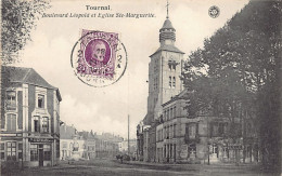 TOURNAI (Hainaut) Boulevard Léopold Et église Sainte-Marguerite - Café Léopold - Doornik
