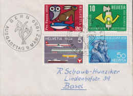 1959 Schweiz Kleinbrief: 8.2x11.5 Cm, Zum: 343-346, Mi: 668-671 Werbe Und Gedenkmarken, ⵙ ET 9. MÄRZ 1959 - Lettres & Documents