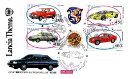 ITALIA ITALY - 1985 TORINO Auto Costruzioni Automobilistiche (Lancia Thema) Blocco 4v. Su Busta Fdc ROMA - 3102 - Voitures