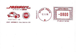 ITALIA ITALY - 1999 PAVIA Fiat Topolino 1936 MASSIRONI 70 Anni Con Fiat - Ema Affranc.rossa Red Meter - SPECIMEN - 3992 - Voitures