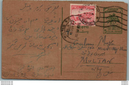 Pakistan Postal Stationery Tree 5 P To Multan - Pakistan