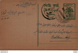 Pakistan Postal Stationery Tree 5 P To Multan - Pakistan