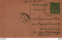 India Postal Stationery 9p Balotra Cds Marwar Cds - Postcards