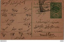 Pakistan Postal Stationery To Multan - Pakistan