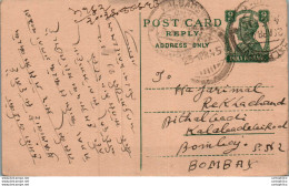 India Postal Stationery George VI 9p Kalbadevi Bombay Cds - Postkaarten