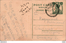 India Postal Stationery George VI 9p To Bombay - Postkaarten