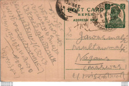 India Postal Stationery George VI 9p Nagaur Marwar Cds Hardwar Sahararpur Cds - Postkaarten