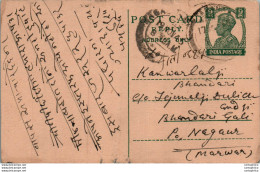 India Postal Stationery George VI 9p To Nagaur Marwar - Postkaarten