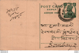 India Postal Stationery George VI 9p To Bombay - Postkaarten