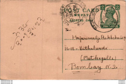 India Postal Stationery George VI 9p Kalbadevi Bombay Cds - Postkaarten