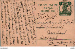India Postal Stationery George VI 9p To Bombay - Postkaarten