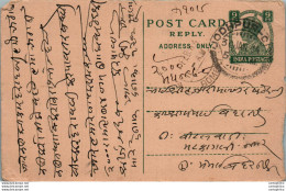 India Postal Stationery George VI 9p Bombay Cds Jodhpur Cds - Postkaarten