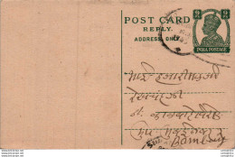 India Postal Stationery George VI 9p To Bombay - Postkaarten