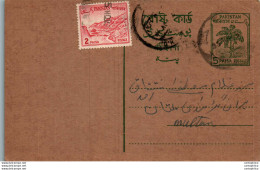 Pakistan Postal Stationery 5p Tree To Multan Aziz Brothers Okara - Pakistan