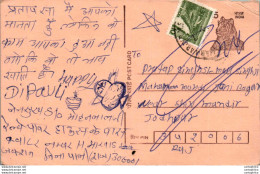 India Postal Stationery Tiger 15 To Jodhpur - Postcards