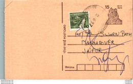 India Postal Stationery Tiger 15 To Jaipur - Postcards