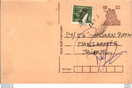 India Postal Stationery Tiger 15 To Jaipur - Postcards