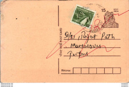 India Postal Stationery Tiger 15 To Jaipur - Postcards