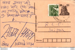 India Postal Stationery Tiger 15 To Jaipur Pali Marwar Cds - Postcards