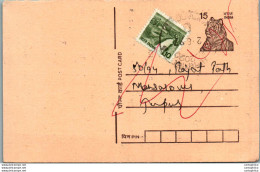 India Postal Stationery Tiger 15 To Jaipur - Postcards