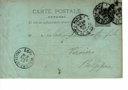 FRANCE  ENTIER POSTAL TYPE SAGE SUR CARTON BLEU - 1876-1898 Sage (Type II)
