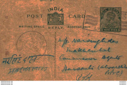 India Postal Stationery George V 9p Harsauli  Alwar Cds - Postcards