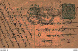 India Postal Stationery George V 9p Bombay Cds Ajmer Cds - Postcards