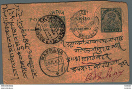 India Postal Stationery George V 9p Kalbadevi Bombay Cds Makrana Cds - Postcards