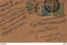 India Postal Stationery George V 1/2 A Kalbadevi Bombay Cds - Postcards