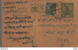 India Postal Stationery George V 1/2 A Dhar Cds - Postcards