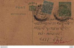 India Postal Stationery George V 1/2 A Dhond Cds - Cartes Postales