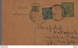 India Postal Stationery George V 1/2 A Sambhar Lake Cds - Cartoline Postali