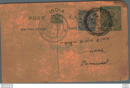 India Postal Stationery George V 1/2 A - Cartes Postales