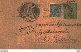 India Postal Stationery George V 1/2 A Kalbadevi Bombay Cds - Cartes Postales