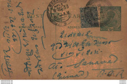 India Postal Stationery George V 1/2 A Sanavad Cds - Postcards