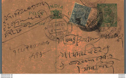 India Postal Stationery George V 1/2 A Kalbadevi Bombay Cds - Cartes Postales