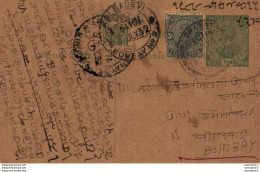 India Postal Stationery George V 1/2 A Kalbadevi Bombay Cds Lohawat Cds - Cartoline Postali