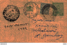 India Postal Stationery George V 1/2 A Kalbadevi Bombay Cds Mungeli Cds - Cartoline Postali