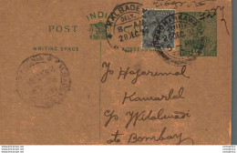 India Postal Stationery George V 1/2 A Kalbadevi Bombay Cds - Cartoline Postali