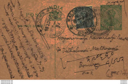 India Postal Stationery George V 1/2 A Kalbadevi Bombay Cds Wun Cds - Cartoline Postali