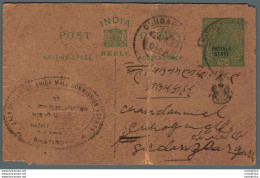 India Postal Patiala Stationery George V 1/2 A - Patiala